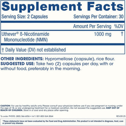 ProHealth NMN Pro 1000 (60 Capsules) Clinically Studied Uthever NMN. NAD+ Precursor for Cellular Energy, Mitochondrial Support & Healthy Aging. USA Manufactured, Triple Lab-Tested